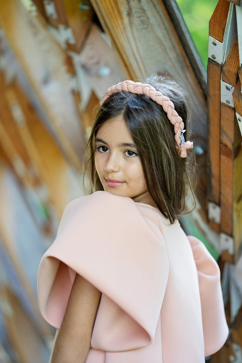Nude Neoprene Puff Sleeve Dress Рокля неопрен с буфан ръкав