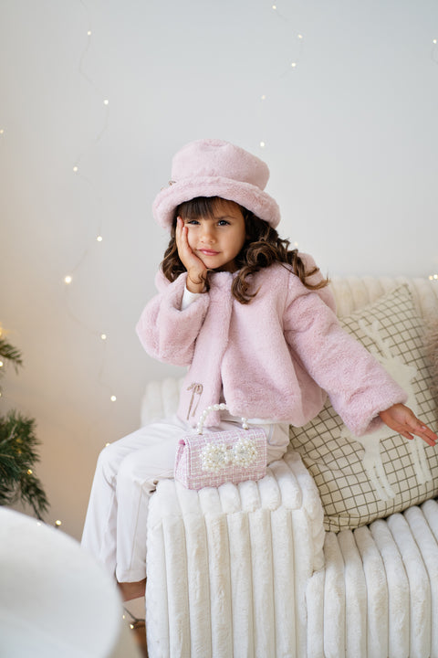 Roselle Short Coat Късо палто еко кожа в пепел от рози