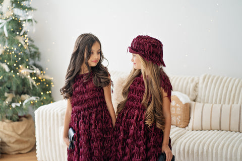 Burgundy Dazzle Dress Детска разкроена рокля в бордо