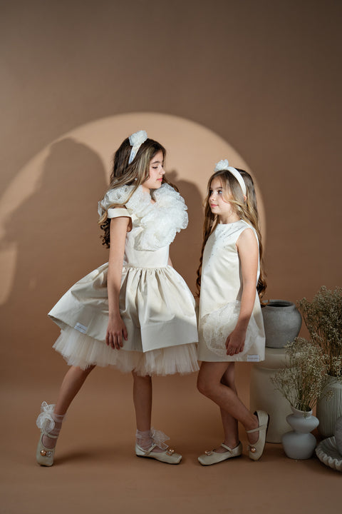 White Lily Dress Детска рокля без ръкави с обемно цвете