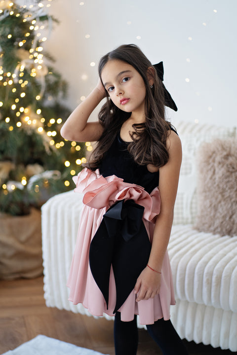 Rosé Noire Рокля черно кадифе и сатен