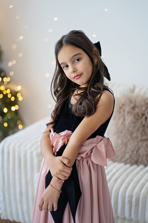 Rosé Noire Рокля черно кадифе и сатен