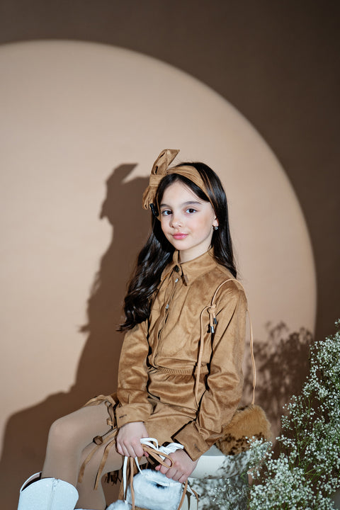 Пола Desert Fringe Кафяв велур с ресни