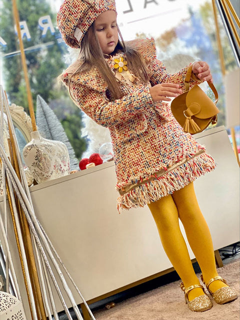 Orange Magnifico Детска рокля букле с якичка