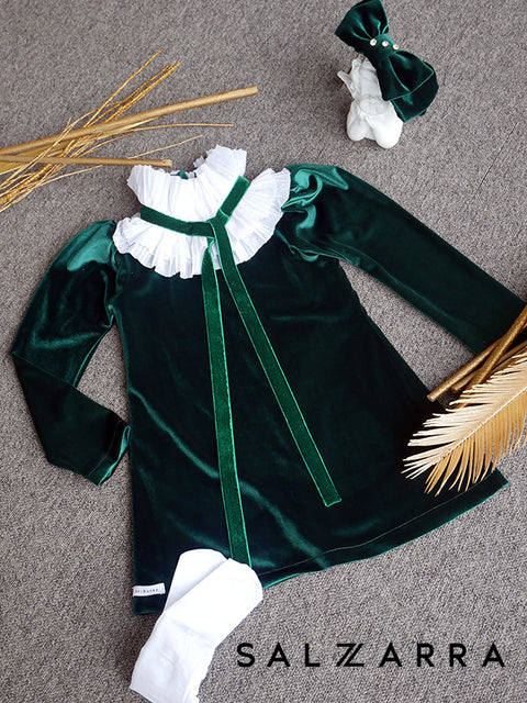 Emerald Grace Зелена рокля кадифе с якичка