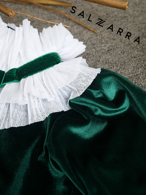 Emerald Grace Зелена рокля кадифе с якичка