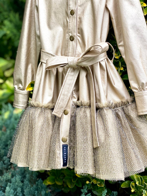 Fior D’Oro Dress Златиста рокля от кожа
