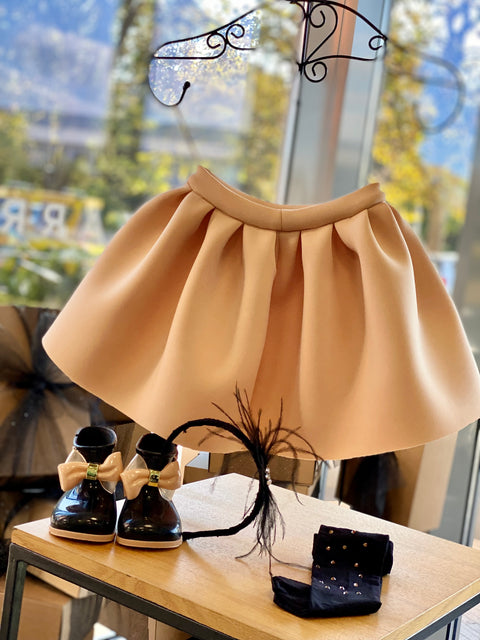Nude Neoprene Bow Skirt Пола от неопрен в nude