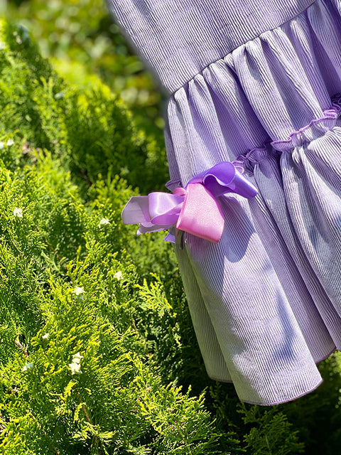 Ribelle Lilac Детска лилава рокля от рипс фризе