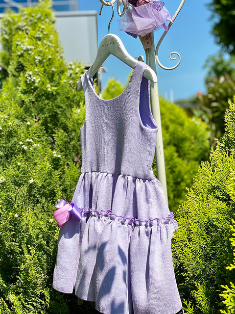 Ribelle Lilac Детска лилава рокля от рипс фризе