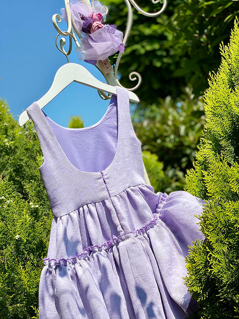 Ribelle Lilac Детска лилава рокля от рипс фризе