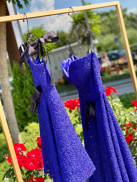 Royal Knit Рокля от луксозно плетиво в синьо