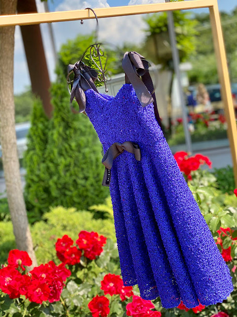 Royal Knit Рокля от луксозно плетиво в синьо