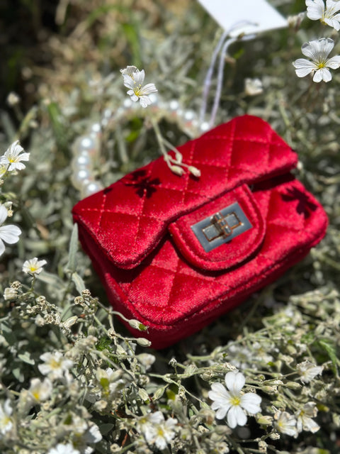 Mini Pearl Bag in red Червена чанта