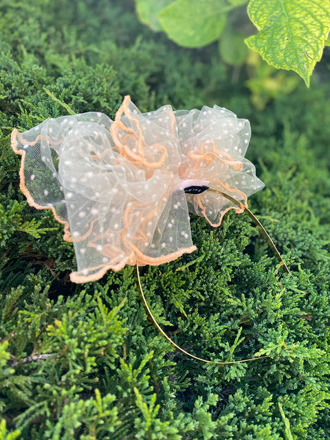 Peach Dream Diadem Диадема с ефирна панделка от мрежа
