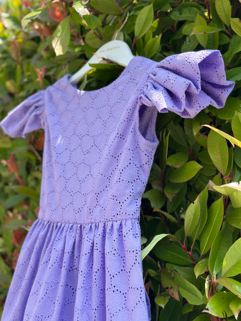 Amore Cuore Long purple dress with heart embroidery