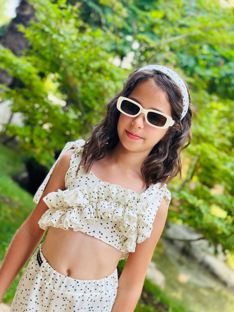 Polka Ruffle Charm Top Top with dots and romantic ruffles