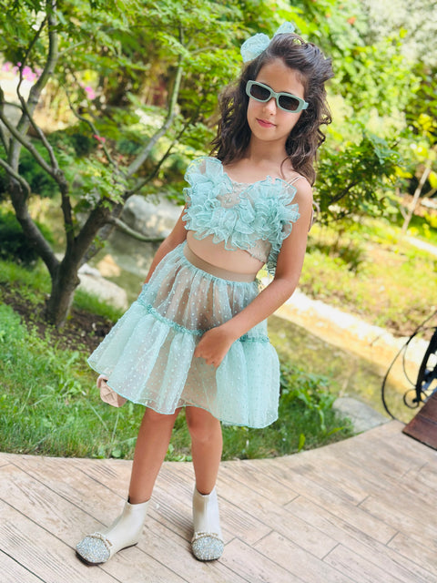 Fairy Dew Skirt Детска пола зелена органза