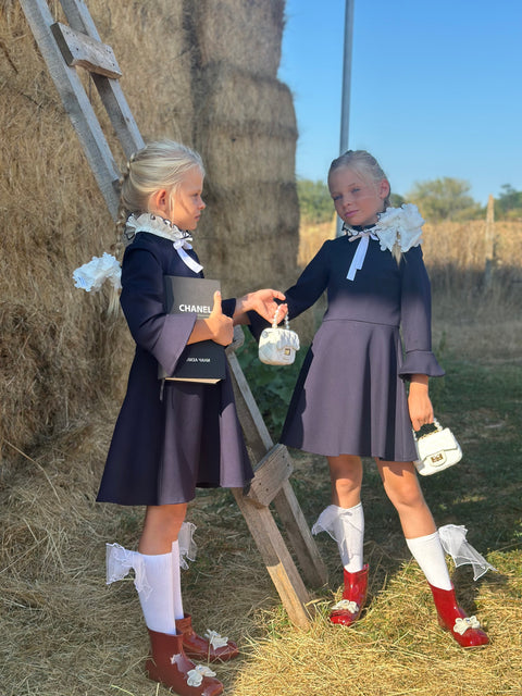 Royal Navy Elegance Navy blue dress with white collar