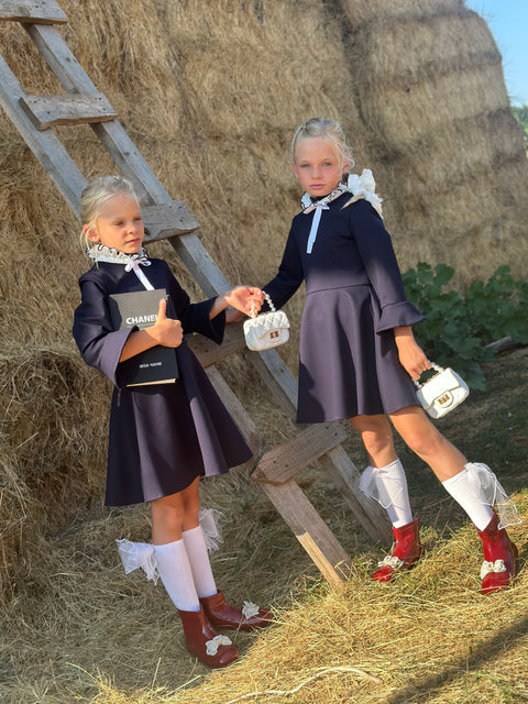 Royal Navy Elegance Navy blue dress with white collar