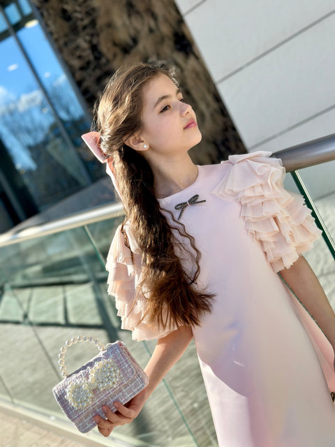 Crème de Rose рокля с обемни ръкави