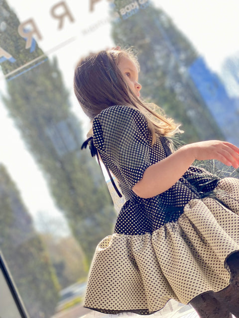 Belle Époque Рокля жакард в черно, беж и злато