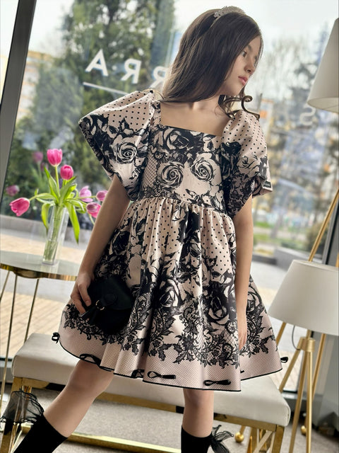 Fleur Ombre Детска рокля от сатен