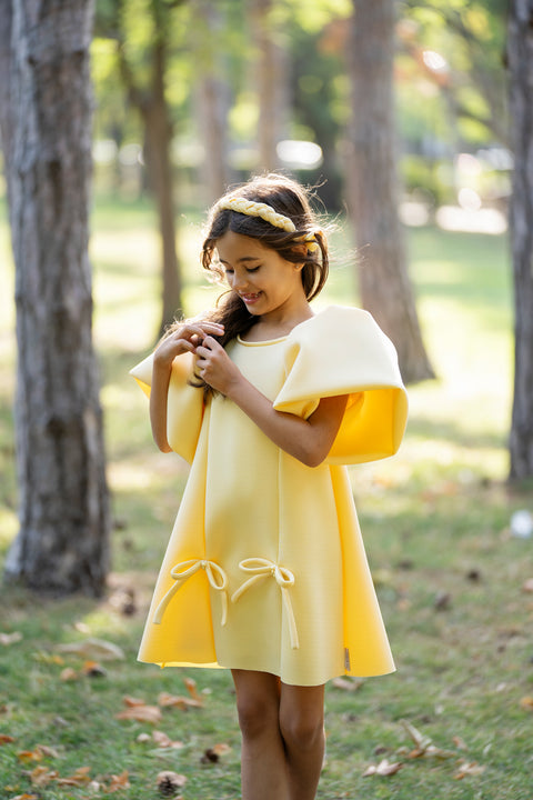 Lemon Glow Children's yellow neoprene dress
