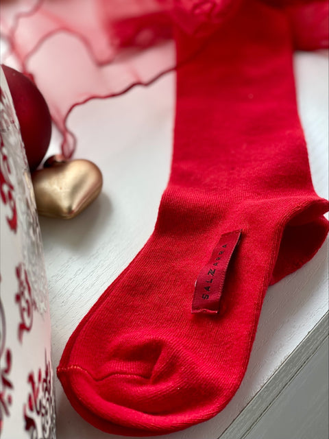 Tulle Kiss Red Socks with red ribbons
