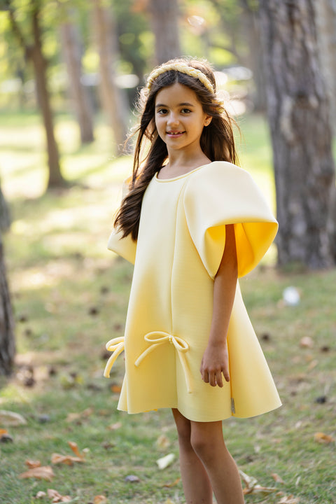 Lemon Glow Children's yellow neoprene dress