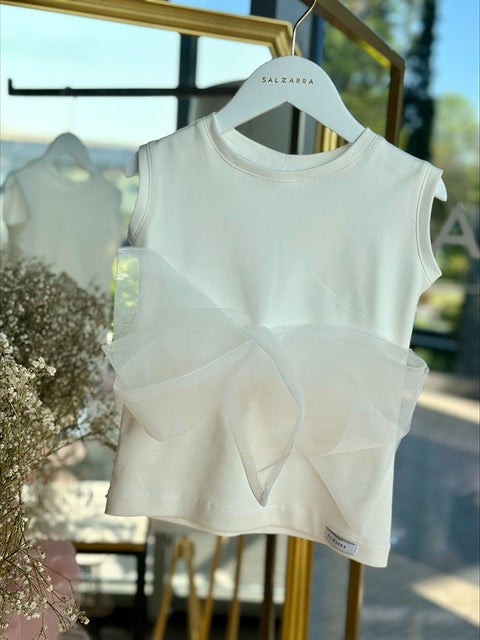 Ivory Dream Топ без ръкави с панделка