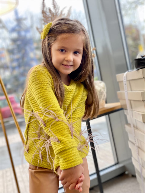 Feather Glow Sweater Детски пуловер с пера