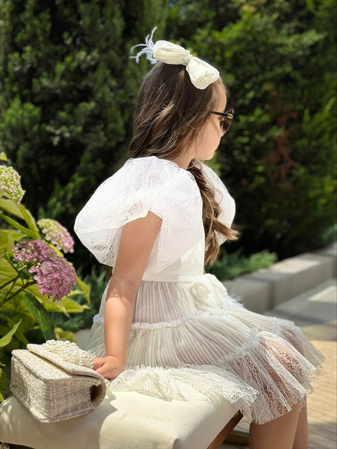 White Elegance Children's dress with soleil and lace
