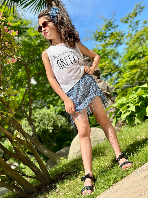 My heart belongs to Greece Бял топ с щампа