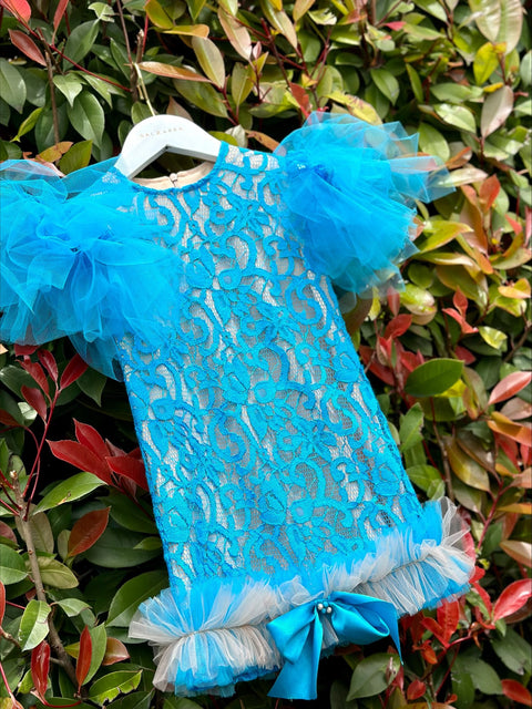 Blue Serenade Dress Детска синя дантелена рокля