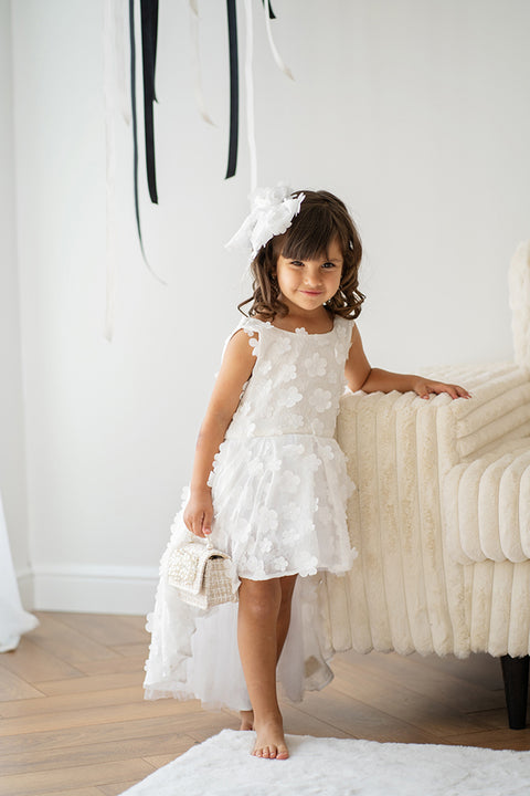 Almana Asymmetric dress with 3D flowers