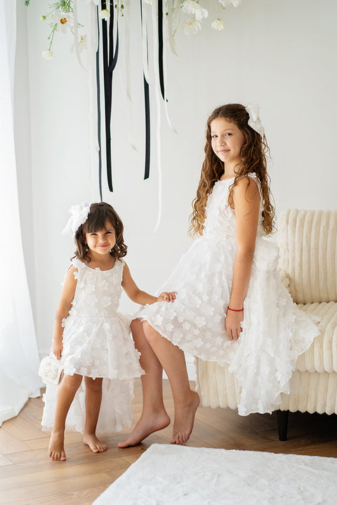 Almana Asymmetric dress with 3D flowers