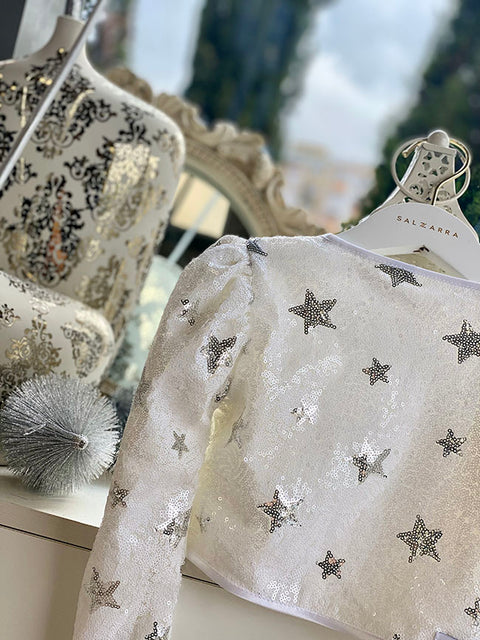 Milky Way Dream Μπολερό με πούλιες σε λευκό χρώμα