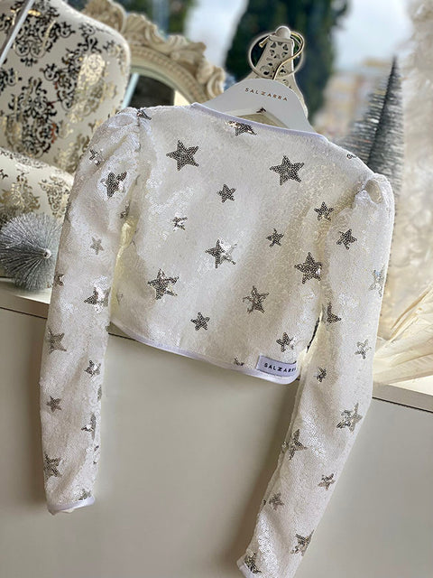 Milky Way Dream Μπολερό με πούλιες σε λευκό χρώμα