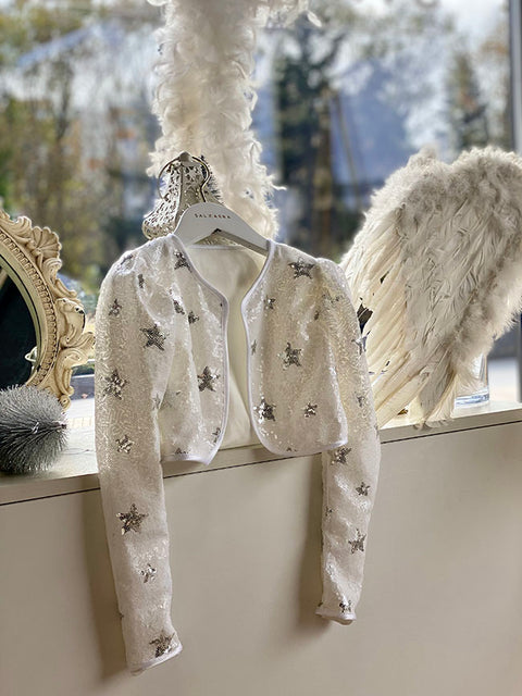 Milky Way Dream Μπολερό με πούλιες σε λευκό χρώμα