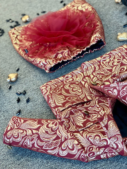 Burgundy Éclat Jacquard skirt