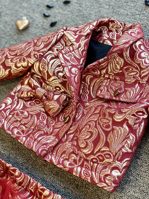 Burgundy Éclat Jacquard Jacket