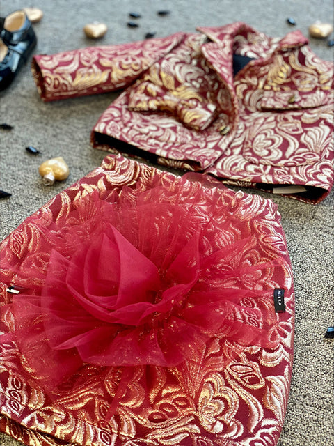 Burgundy Éclat Jacquard skirt