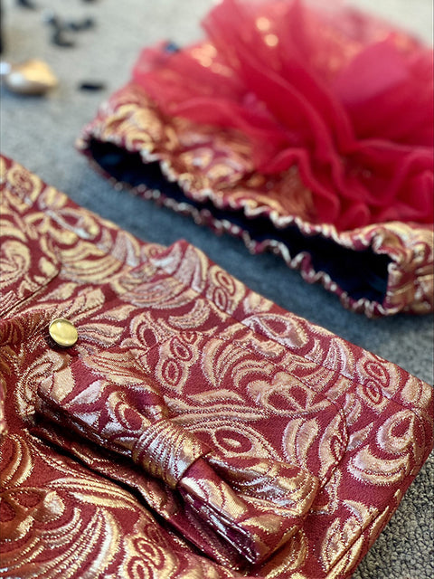 Burgundy Éclat Jacquard skirt