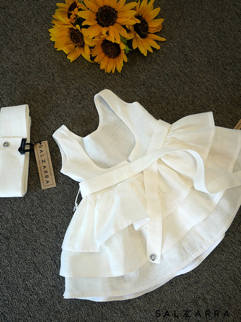 Sunlight Aria Ленена рокля в екрю с волани