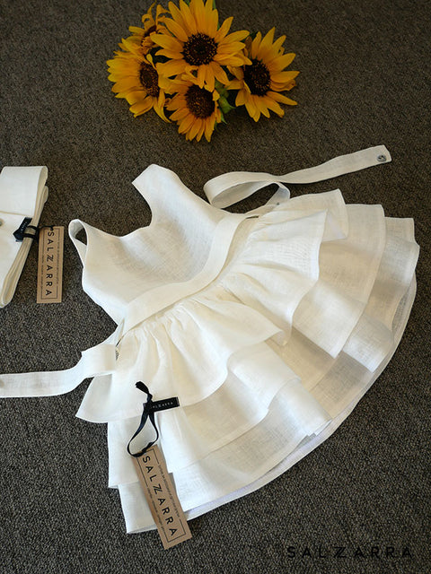 Sunlight Aria Ленена рокля в екрю с волани