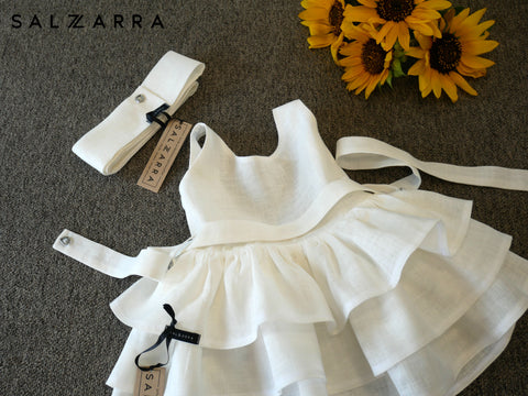 Sunlight Aria Ленена рокля в екрю с волани