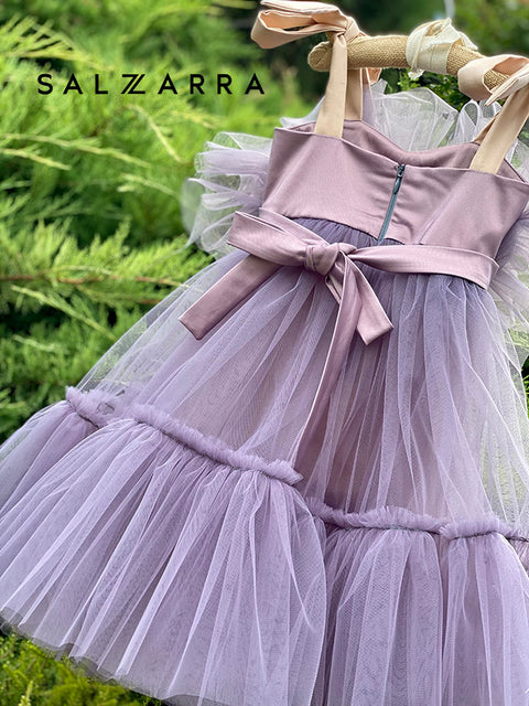 Ethereal Mist Long tulle dress in smoky purple
