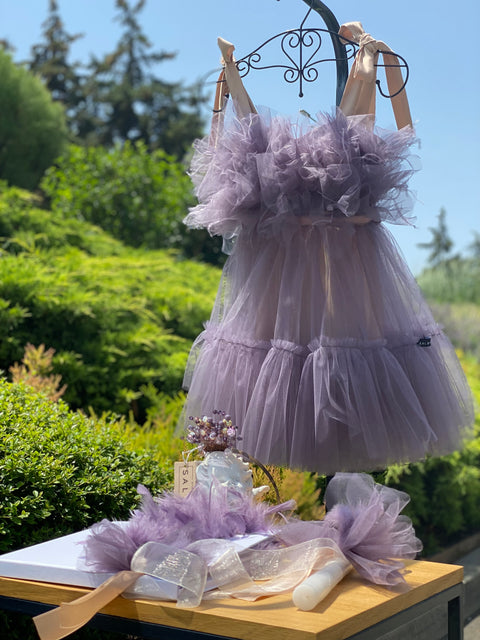 Smoky Amethyst Luxurious tulle dress in smoky purple