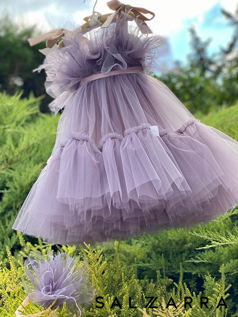 Smoky Amethyst Luxurious tulle dress in smoky purple